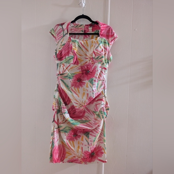 Signature by Sangria Pink Ruched Asymmetrical Sheath Dress - Picture 2 of 10